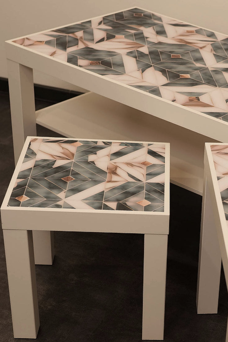 Fliesenoptik aus der neuen Kollektion! IKEA LACK Sofa Tisch mit Smaragdgrün und Marmor