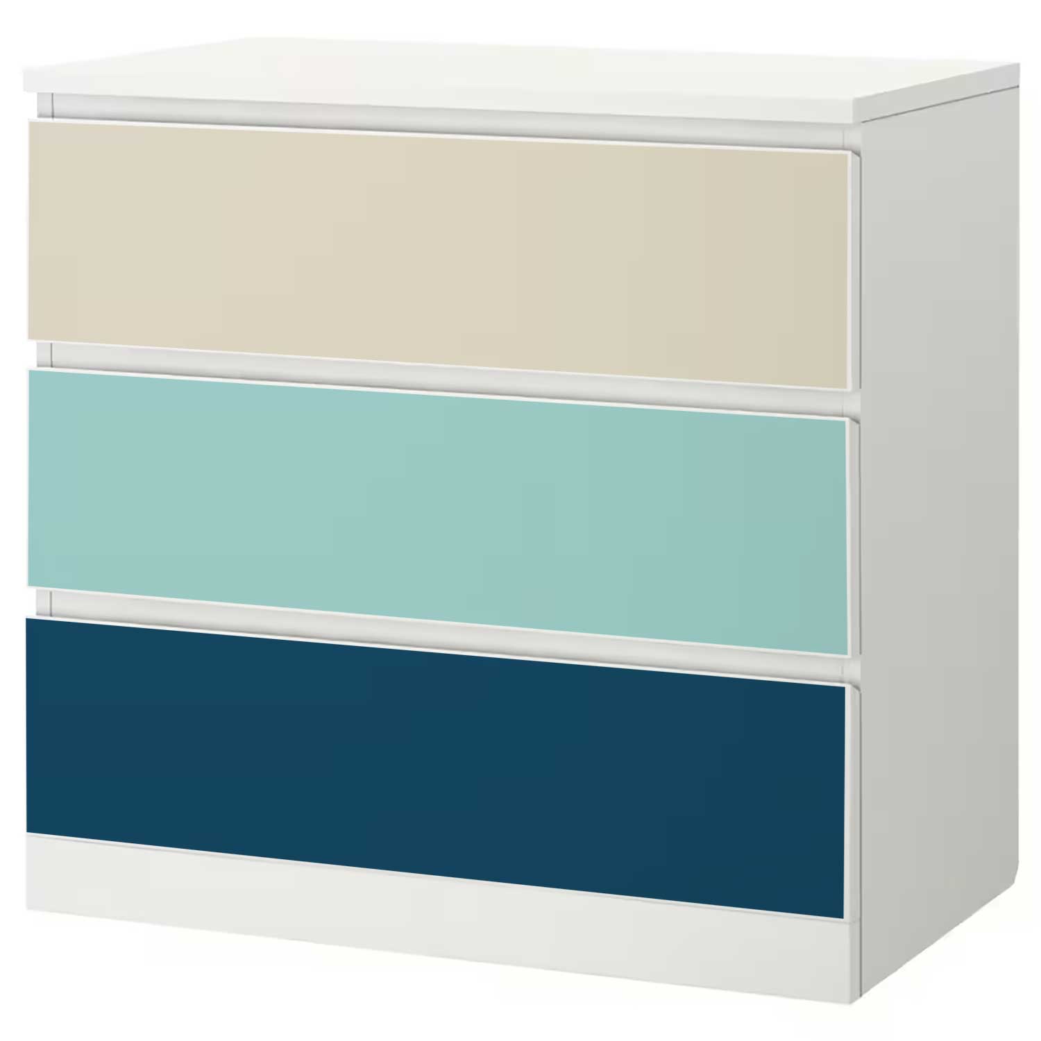 Möbelfolie für IKEA MALM Kommode 3-Schubladen 80x78 'Uni-Color' Bundle
